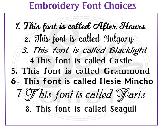 Fonts to choose from are after hours, bulgary, blacklight, castle, grammond, hesie mincho, paris and seagull