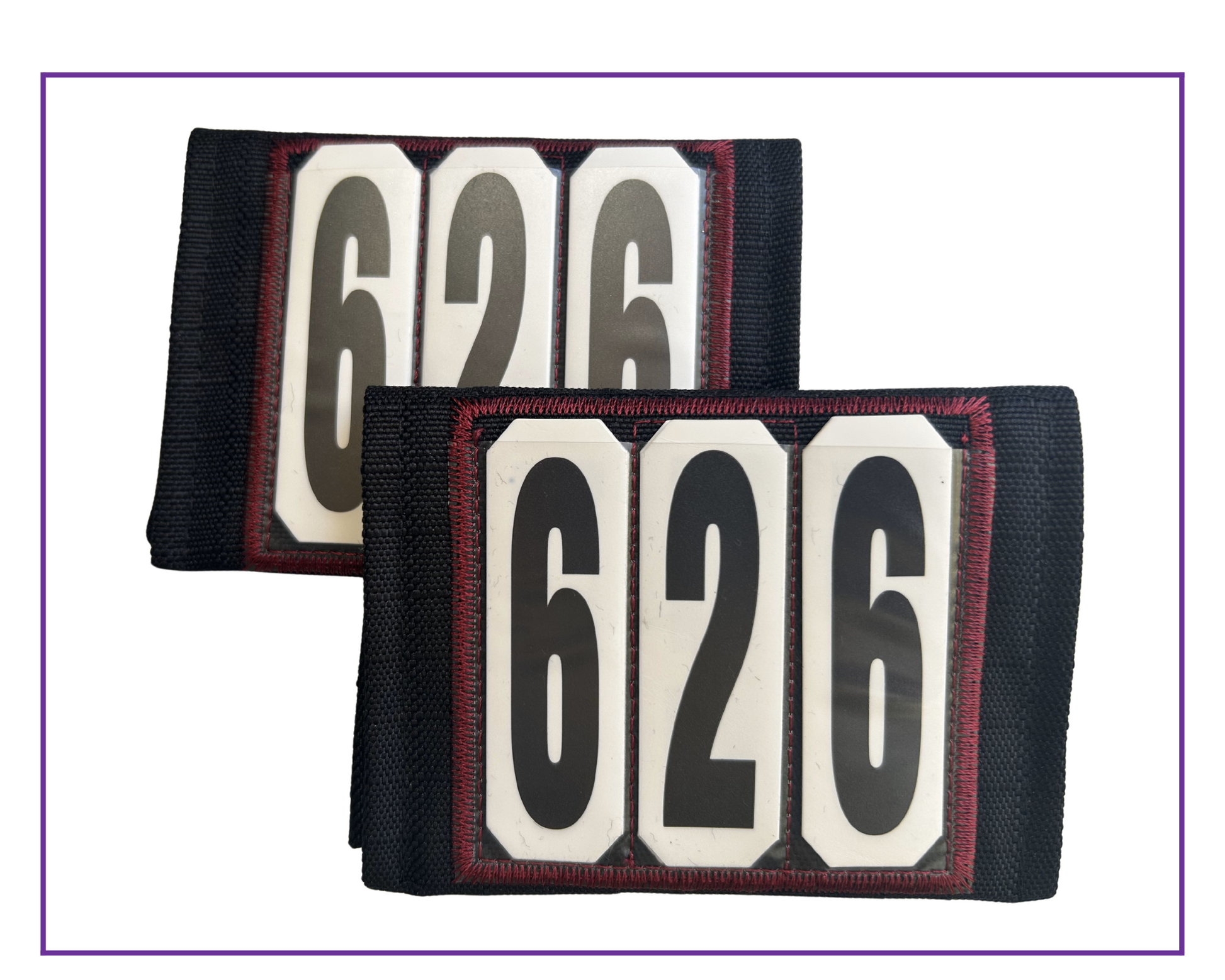 Eventing number wrap with coloured embroidery