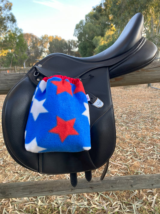 Royal Blue fleece with red and white stars with red lining