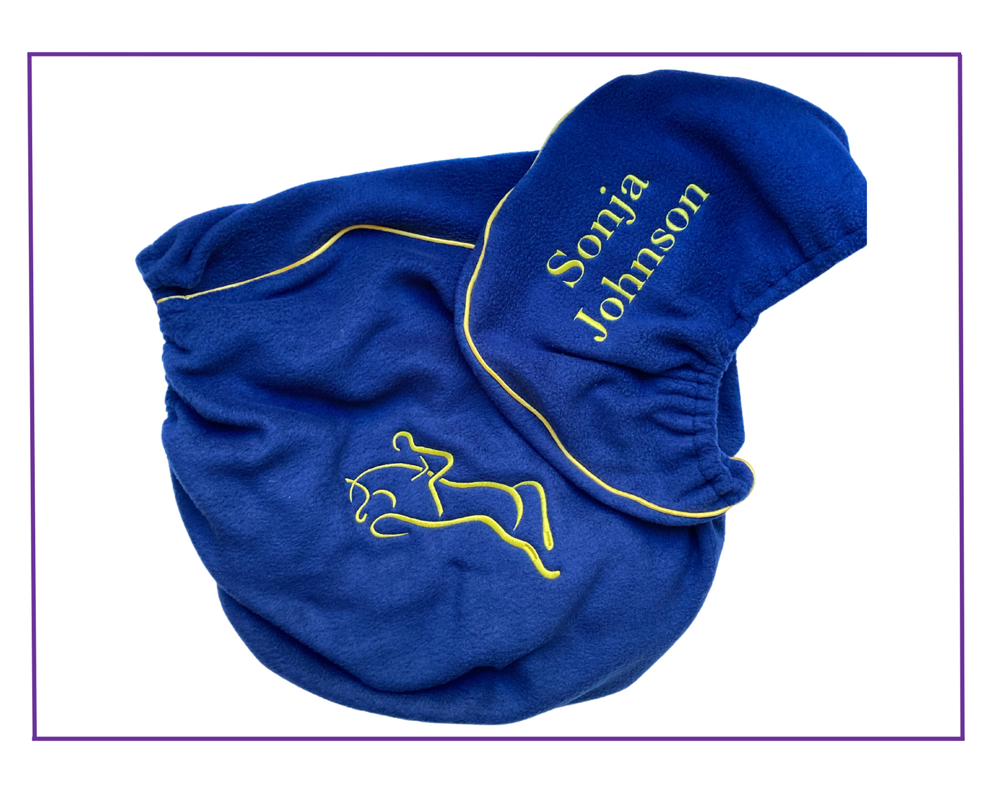 fleece saddle cover with embroidered image and your name