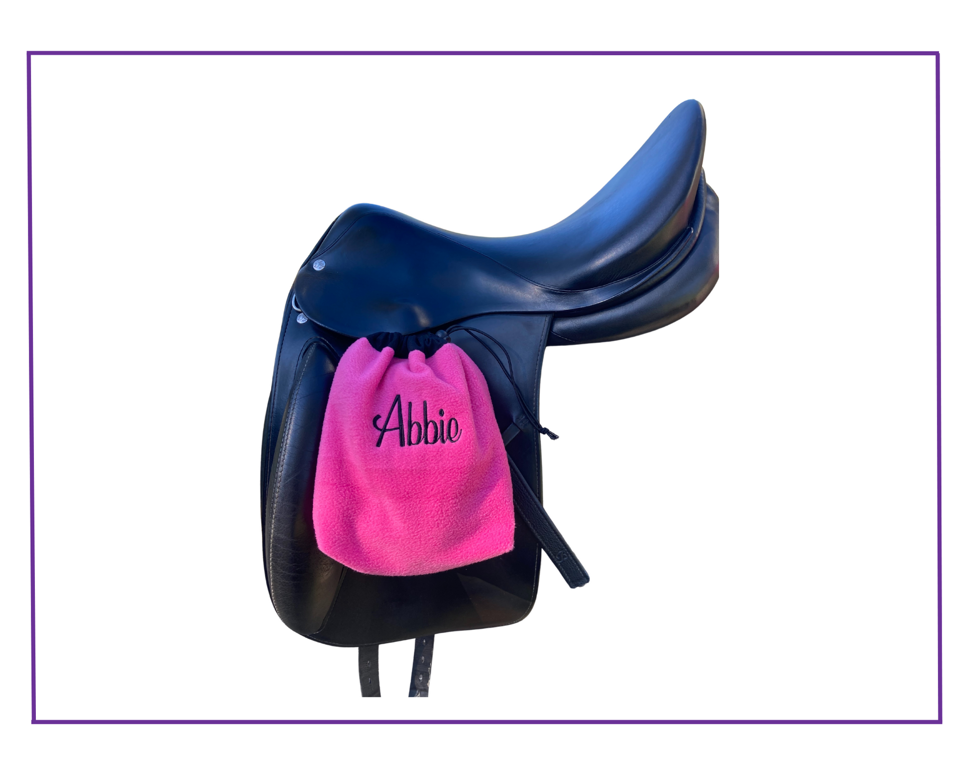 fleece stirrup covers with name embroidery