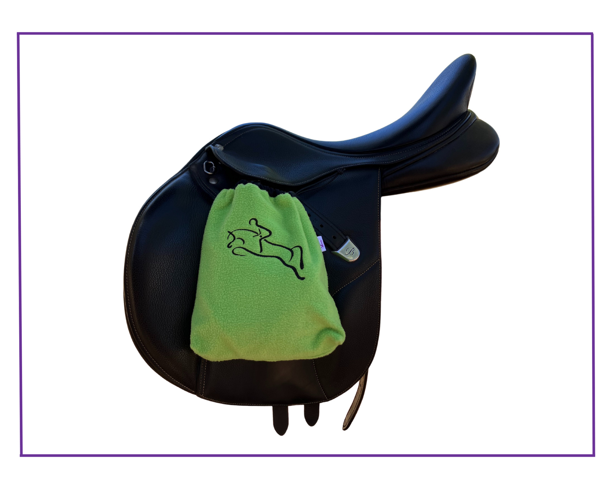 stirrup covers with embroidered image.  Choose from show jumper, dressage, show horse