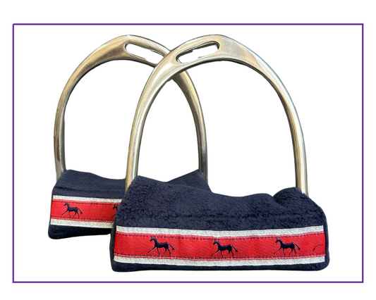 *Stirrup Wraps with Navy Blue Horse Trim