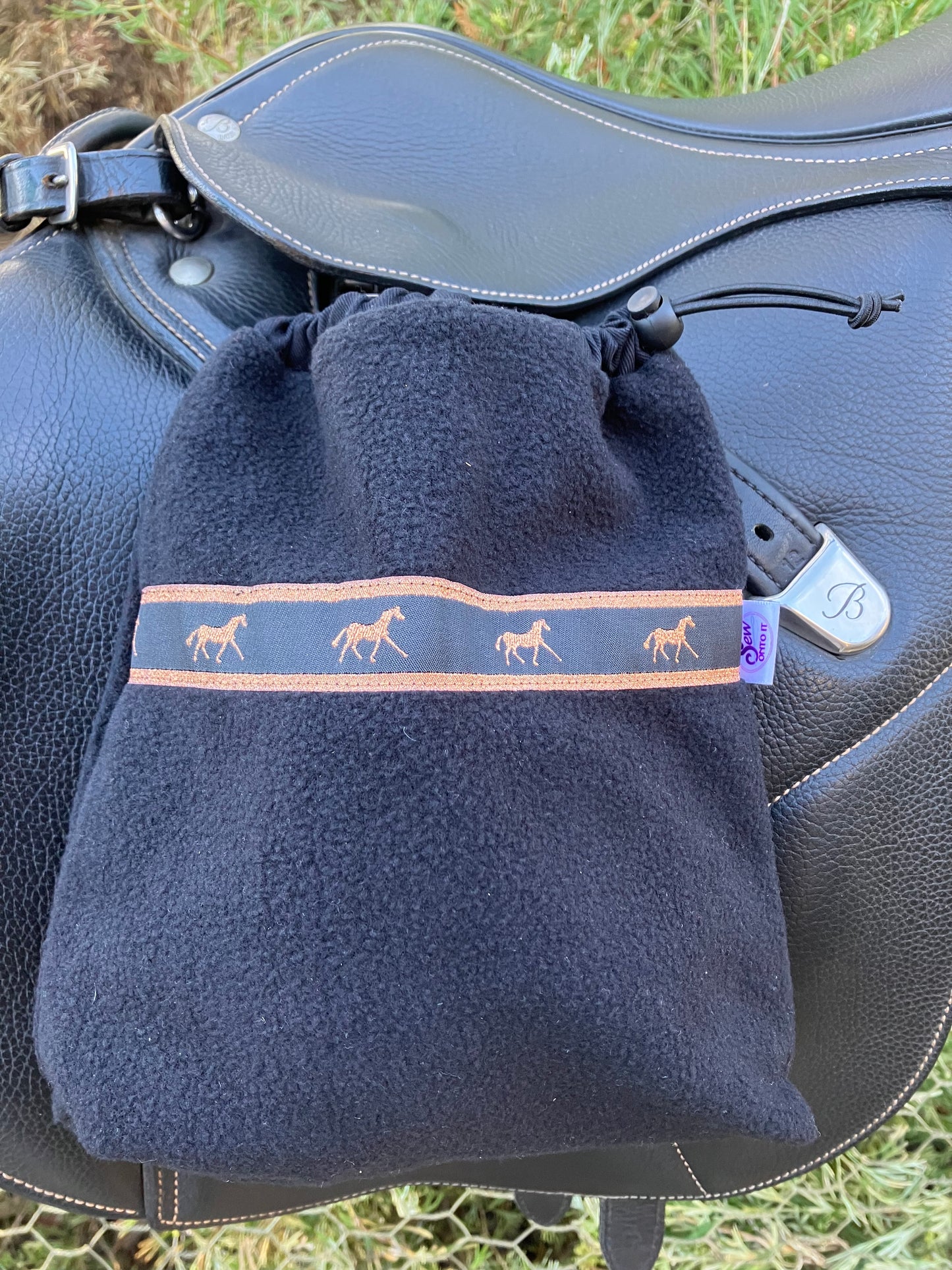 Navy Blue fleece with Rose Gold Horse trim