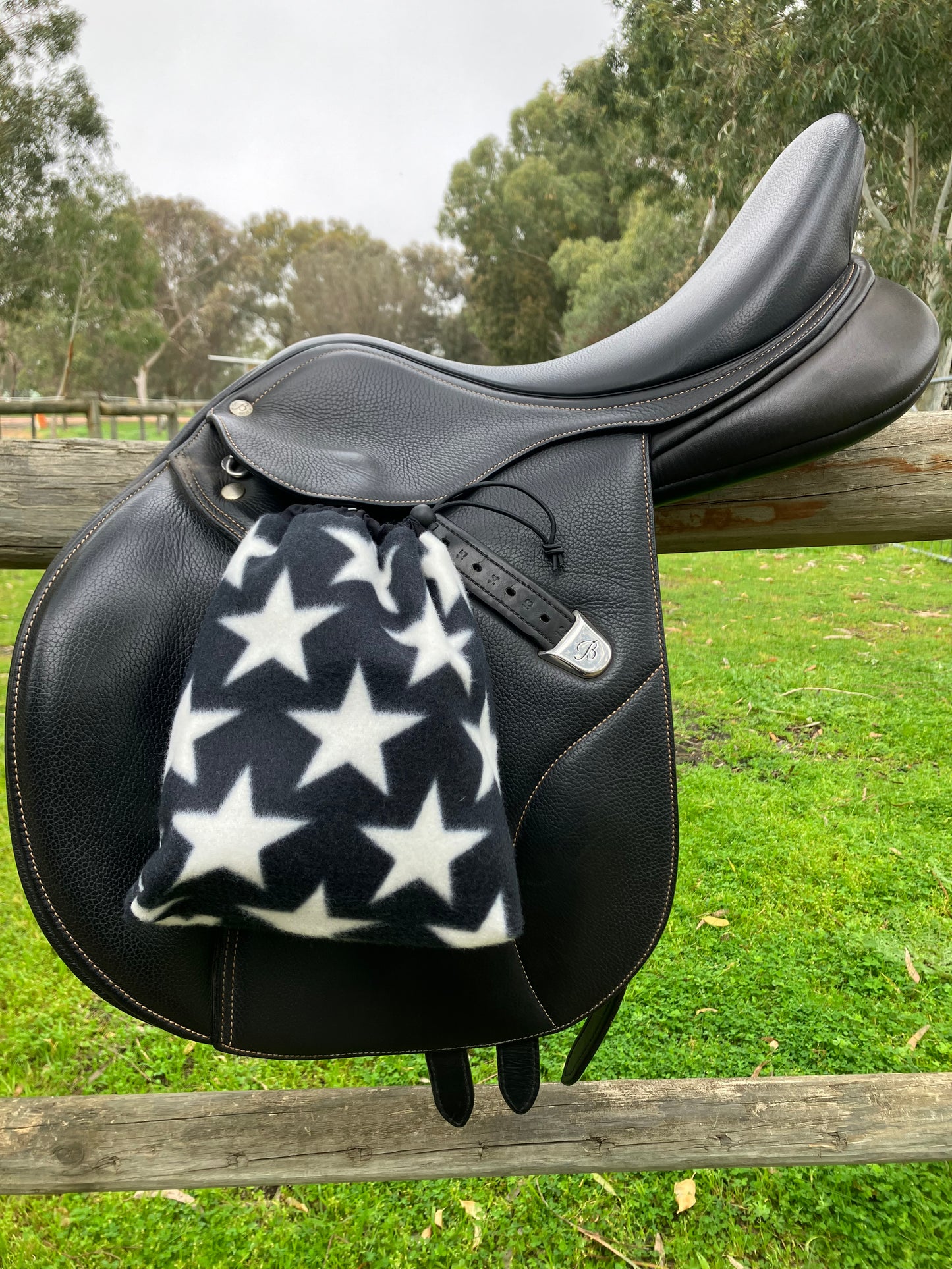 Black polar fleece with white stars